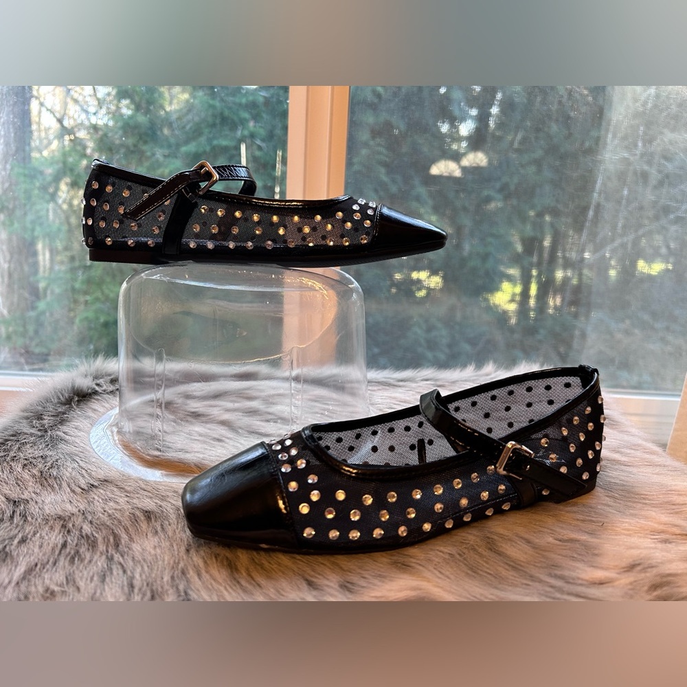 New York and company Stradivarius studded ballet shoes in black size 8 - Picture 2 of 10